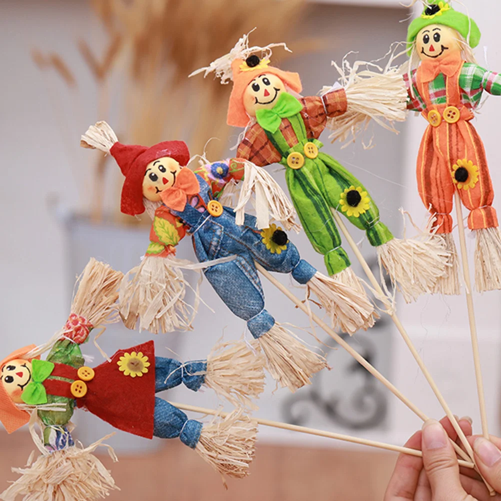 

4pcs Rural Scarecrow Adorable Standing Scarecrow Decors for Garden Home Yard Halloween Decoration Country Theme Decor Supplies