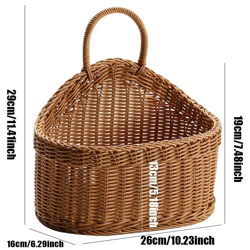 Handgewebter Hängender Rattan-Aufbewahrungskorb Weihnachtliche Wanddekoration Organizer für Küche Bad Kinderzimmer Schrank Café Blumentopf – Detail 17