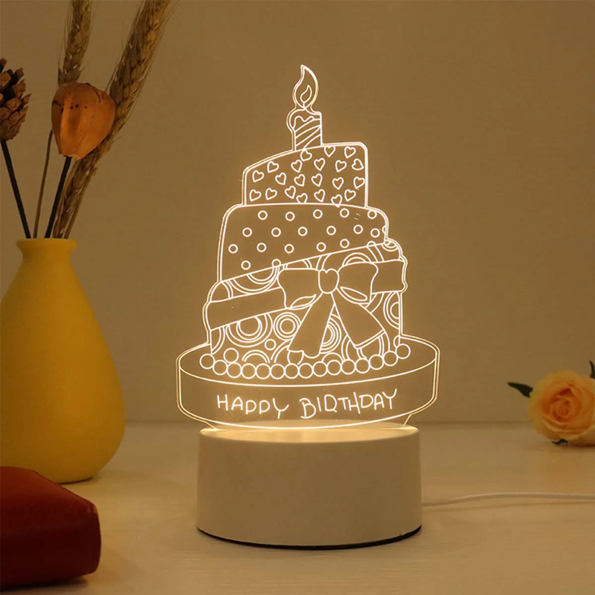 1pc Night Light Creative Acrylic Bedroom Bedside LED Table Lamp Holiday Event Gift System Gifts