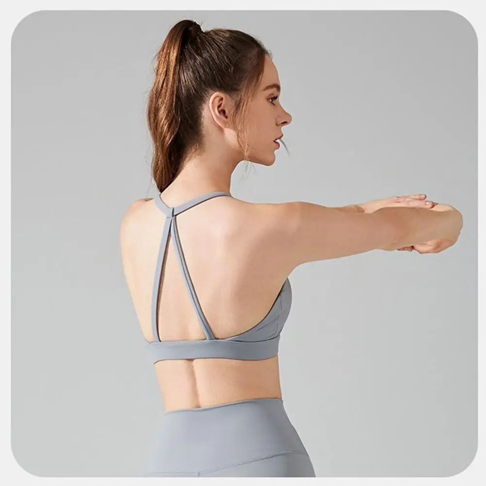 Widen Band Nahtloser Damen-Sport-BH, atmungsaktiv, mit Brustpolster, modische Yoga-Tops, aushöhlen, bequeme Damen-Dessous, Yoga