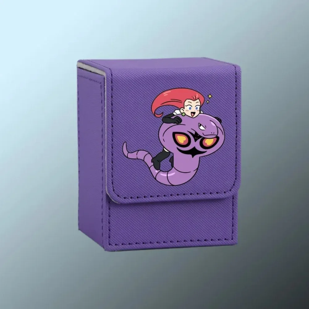 For Pokemon Team Rocket R Logo Self Made Leather Card Storage Box Jessie James Meowth Classics Anime Game Collection Card Toys