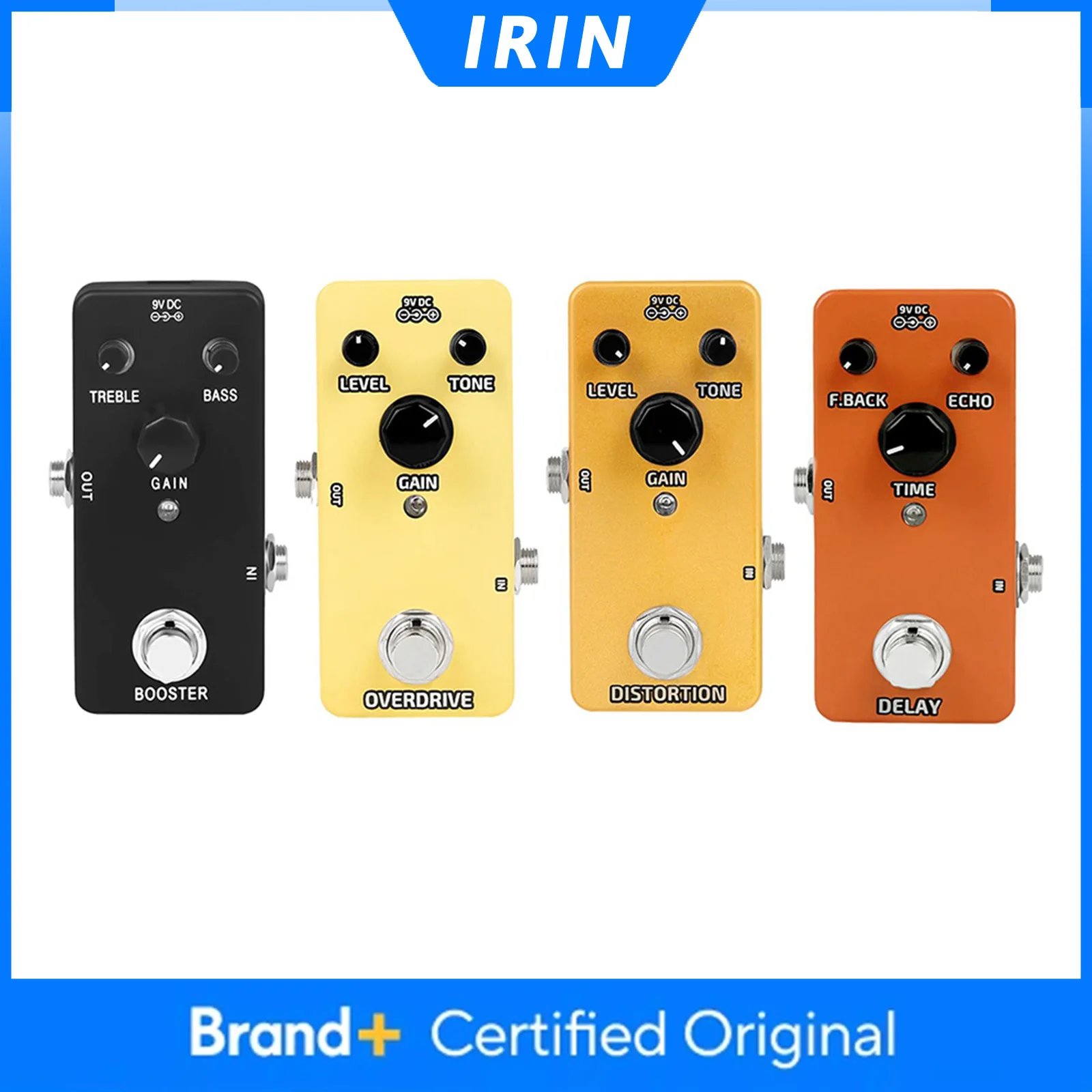 Pedal de Efeito para Guitarra IRIN: Overdrive, Distorção, Delay e Booster - Mini Pedal de Efeito para Acessórios de Guitarra Elétrica e Baixo