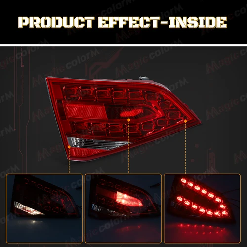 Imagen 2 del producto Para Audi A4 B8 2009 2010 2011 2012 luz trasera luz de señal de giro trasera luz de advertencia de freno LED conjunto de luz trasera de coche 12V