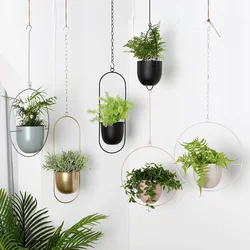 Simple and modern creative hanging wrought iron flowerpot balcony hanging green radish succulent plant decoration