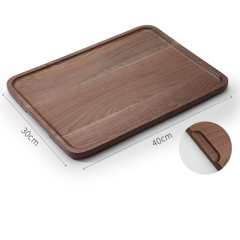 High-end Black Walnut Wooden Tray Rectangular Household Tea Tray Fruit Dinner Plate Coffee Solid Wood Tray