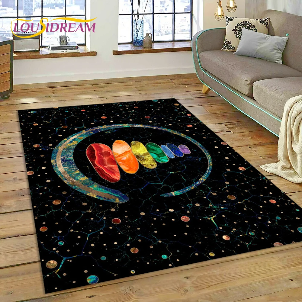 3D Yoga Zen Naturalize Meditation Rainbow 7 Chakra Area Rug,Carpet for Living Room Bedroom Sofa Doormat Decor,Non-slip Floor Mat