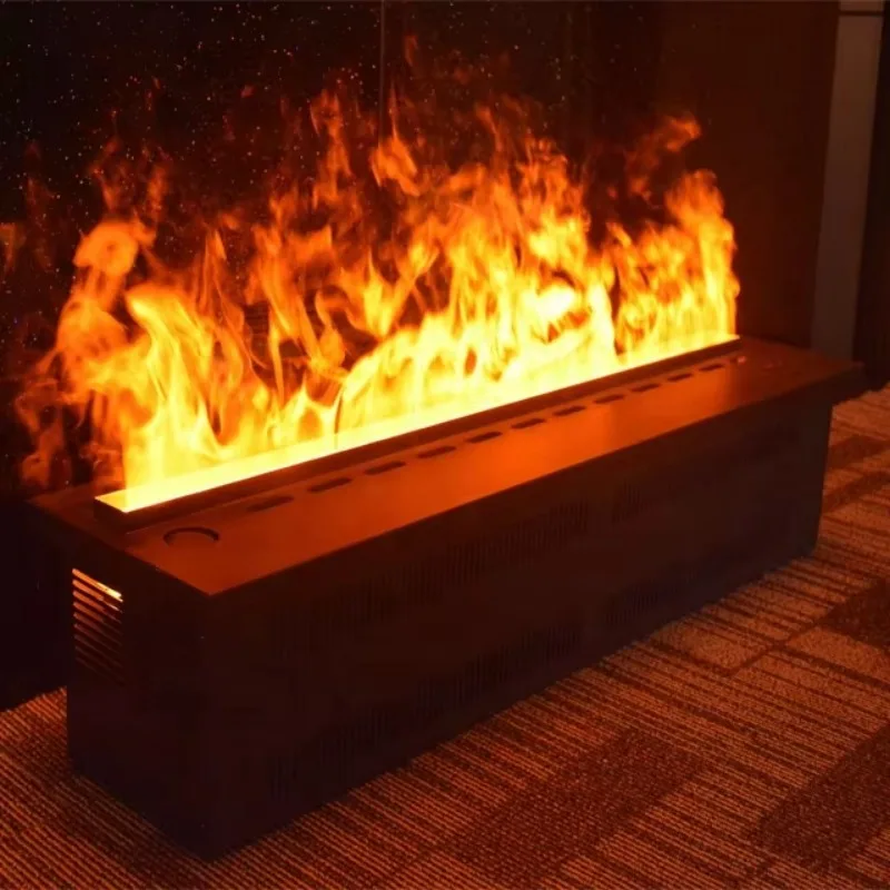 

Customised Indoor Steel Freestanding Electric Fireplace with Remote Control 3D Water Vapor Steam Design No Heat for Decoration