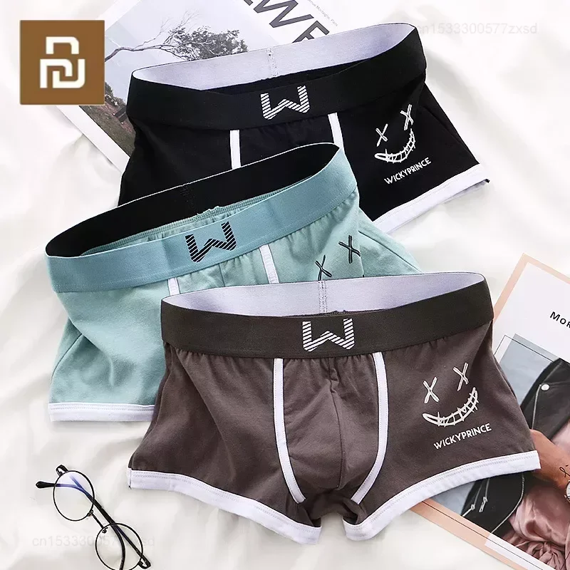 Xiaomi Nanjiren 3pcs Man Solid Shorts Underpants Cotton Man Panties Boxer Underwear Letter Belt Breathable Soft Fashion Sports