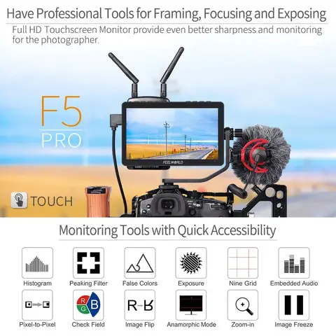 FEELWORLD F5 Pro V4 6 इंच टच स्क्रीन DSLR कैमरा फील्ड मॉनिटर 3DLUT 1920x1080 4K HDMI फील्ड मॉनिटर के साथ लाइव स्ट्रीमिंग के लिए 8 best sales फीलवर्ल्ड f5 - №5