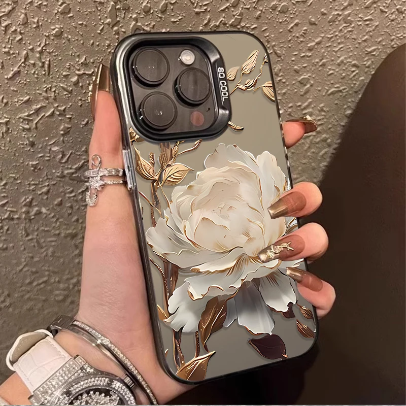 Golden Lotus Flower Phone Case for Oppo Realme 13 12 11 10 9i 8 8i C65 C63 C55 C53 C35 C33 C20 C21Y C15 C21 Matte Back Cover
