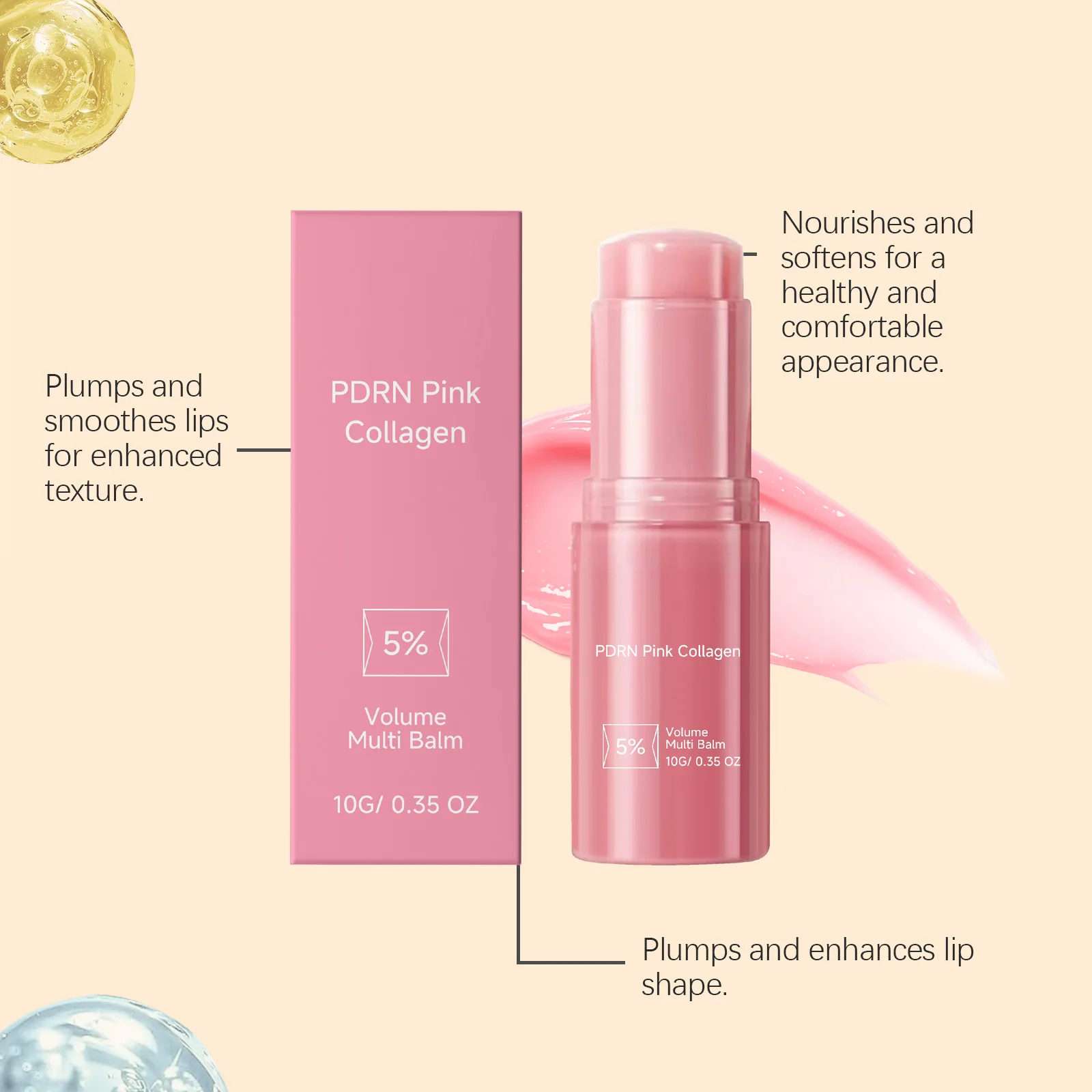 10G Collagen Lip Balm Deep Moisturizing Repairing Lip Skin Enhance Smoothness Restoring Gloss Improve Elasticity Soften Lip Balm