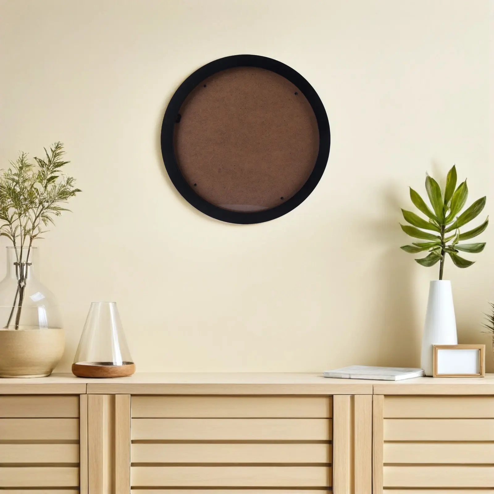 Round Picture Frame for Wall Mount Wooden Photo Display Frame Decorative Home Decor Living Room Bedroom Wedding Memory Showcase