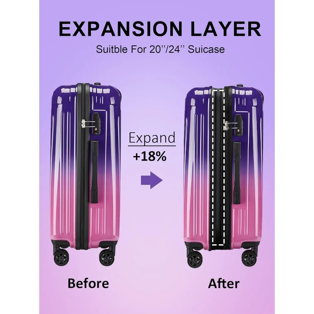 Expandable Hard Shell Spinner Luggage with TSA Lock - Approved Airline Carry-On Suitcase for Travel