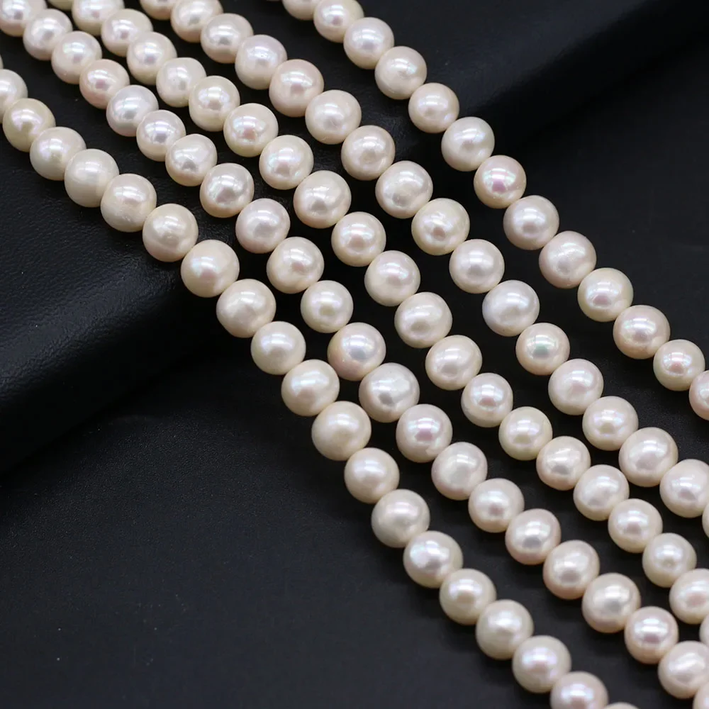 High-quality Grade AAA 100% Natural Freshwater Pearl Bead White Round 8-9mm Loose Bead for Jewelry Making DIY Necklace Bracelets