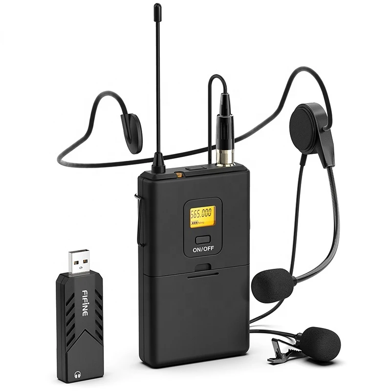 K031B Podcast Equipment Cordless Headset Lavalier Conference Wireless Lapel Mic Microphones