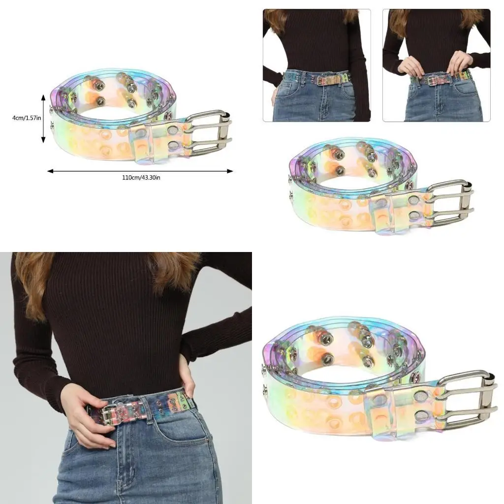 

39BD Fashion Enthusiasts Clear Belt for Pant Female Waist Belt with Double Pin Buckle