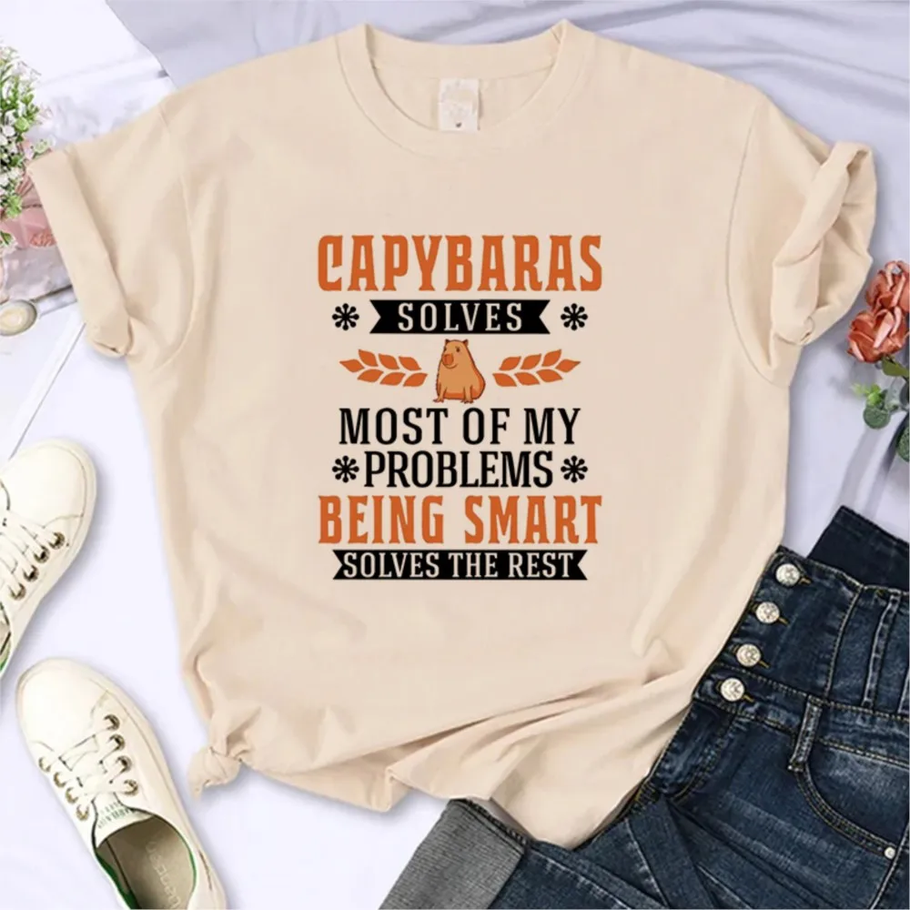 Capybaras Solves Most Of My Problems Men T-shirts My Spirit Animal Women Vintage Tee Tops Warning Talking About Man Sweatshirts