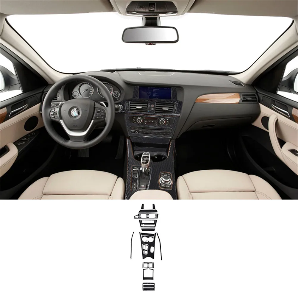 

Carbon Fiber Car Gear Shift Central Control Button Panel Trim Cover Sticker For BMW X3 F25 X4 F26 2011-2017 Car Accessories