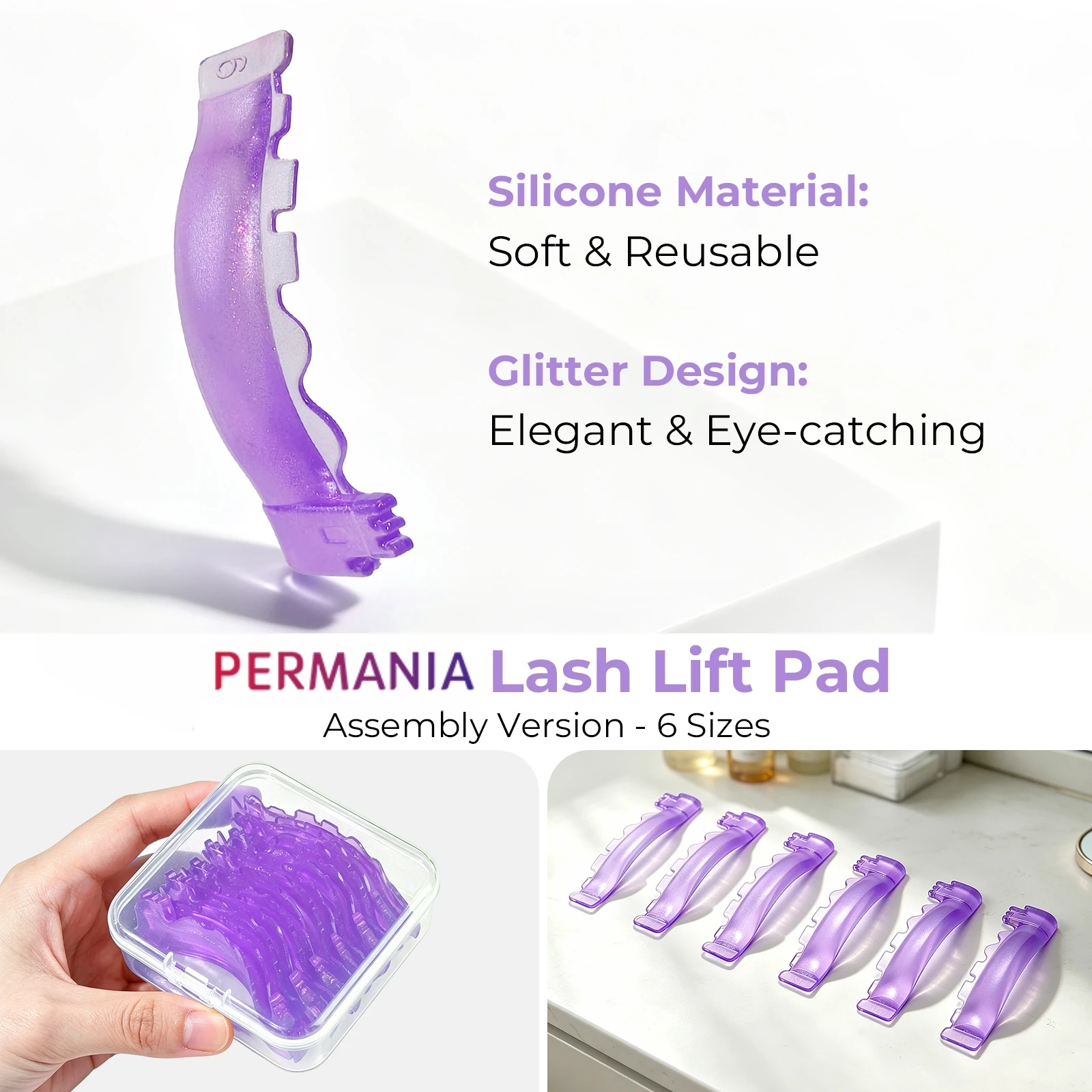 PERMANIA 6 Paar Silikon-Wimperndauerwellen-Stab-Lash-Lift-Pads mit „C“-Curl, superweiche, extrem schwere Wimpernzange, Wimpernlifting-Werkzeuge – Detail 6