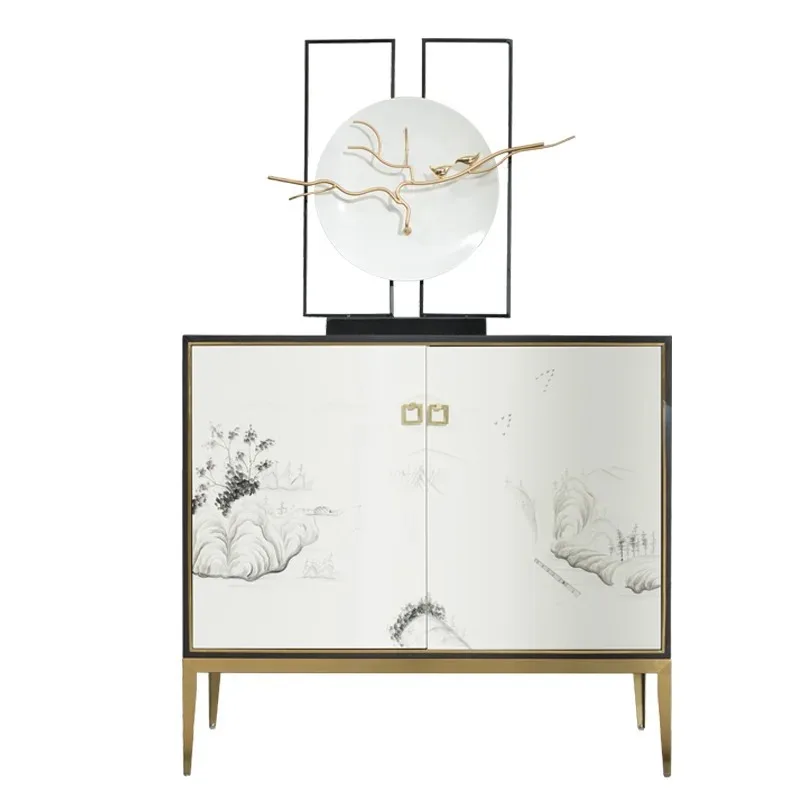 

Postmodern solid wood light luxury dining side cabinet new Chinese entrance table Hong Kong-style decorative cabinet