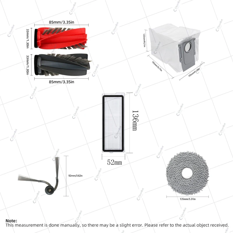 Roborock Qrevo 5AE / Curv / CurvC / Curv S5X 5A1 5XC / Edge / EdgeC / Edge S5A /  Edge 5V1 Parts Brush Filter Mop Bag Spare