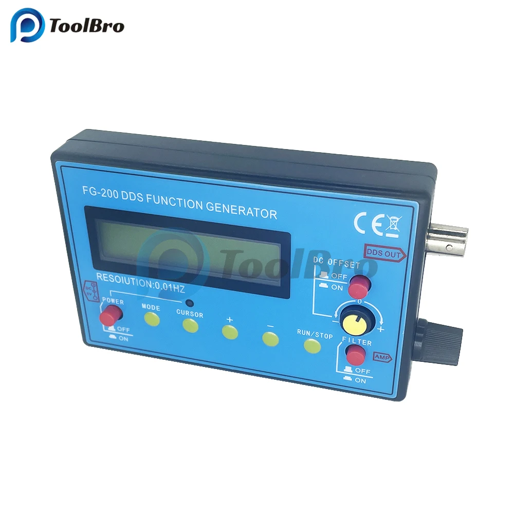 FG-200 DDS Function Signal Generator Frequency Counter 0.01Hz-500KHz Signal Source Module Sine Square Triangle Sawtooth Wave