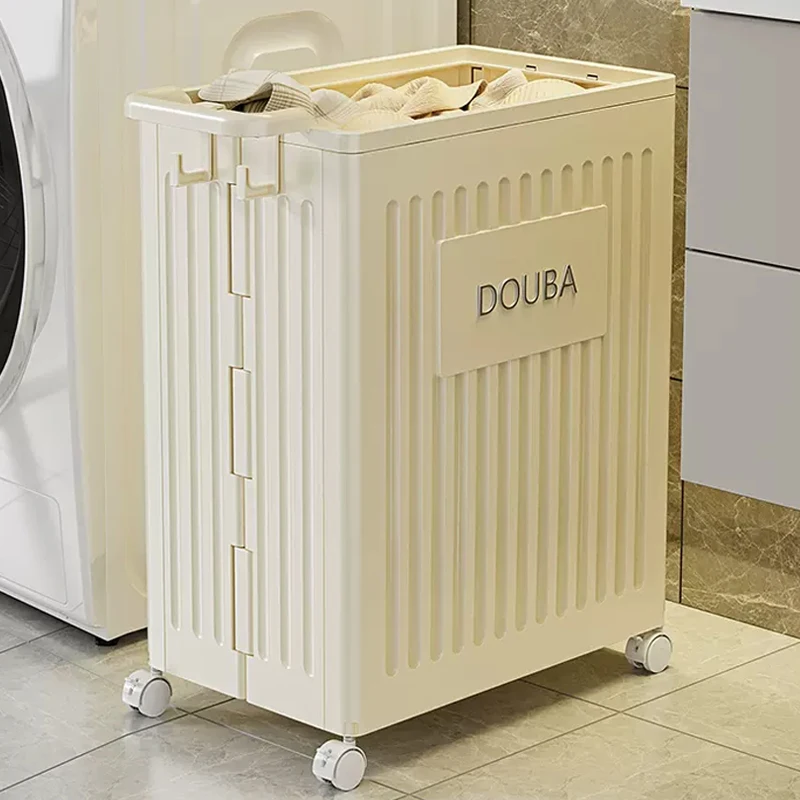 

Foldable Wheeled Laundry Hamper‌ - Odorless Narrow Design Heavy-Duty Waterproof Basket for Mobile Clothes Storage practical