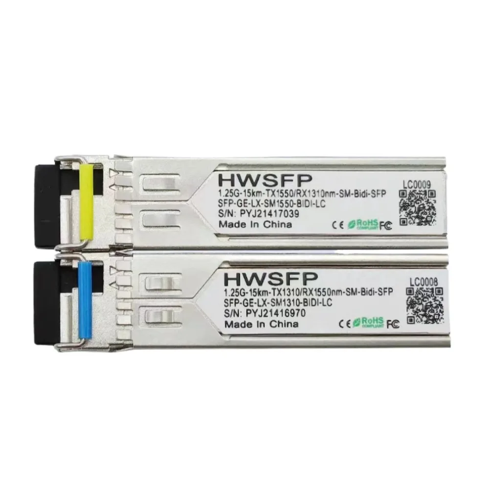 HWSFP1.25G15km กิกะบิตโมดูลใยแก้วนำแสงโหมดเดี่ยวโมดูลปลาย AB SFP-GE-LX-SM1310คู่/1550-BIDI เข้ากันได้กับ H3C หัวเว่ย