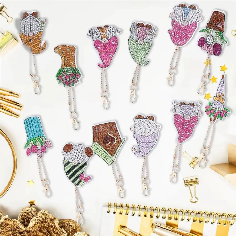 

Valentine's Day DIY Diamond Painting Keyring Mosaic Embroidery Cross Stitch Bag Pendant Women's Fashion Accessory Bieychain