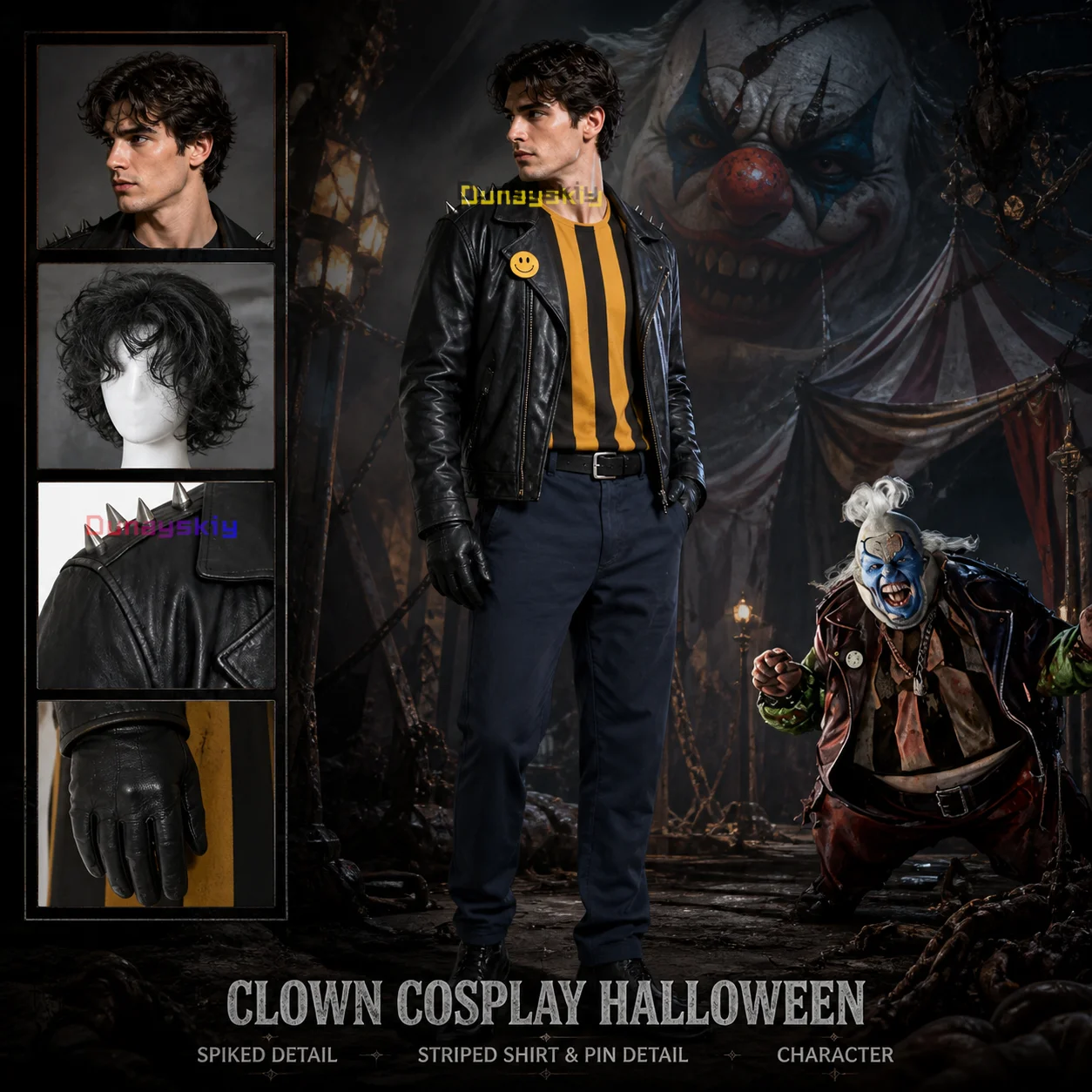 ​​Spawn Hell Blasphemer Clown Cosplay Costume Full Set Horror Stage Performance Outfit Party For Halloween Role Play Comic Con ​