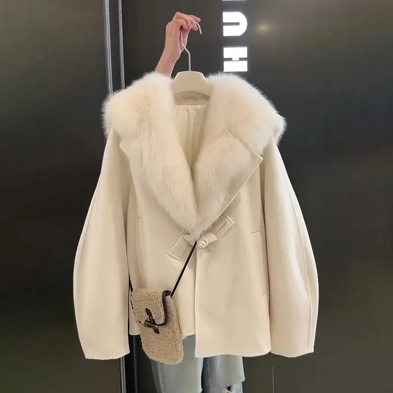 

Sweet Fragrant Navy Collar Environmentally Friendly Furry Jacket for Women in Autumn Winter 2025 New Design Sense Furry Jacket