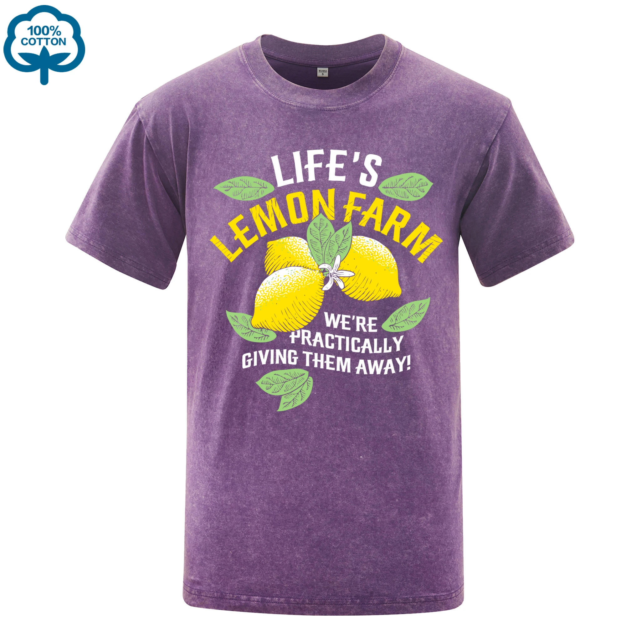 

Мужские потертые футболки с принтом Life'S Lemon Farm, летняя хлопковая футболка, универсальная повседневная мягкая уличная одежда больших размеров с короткими рукавами