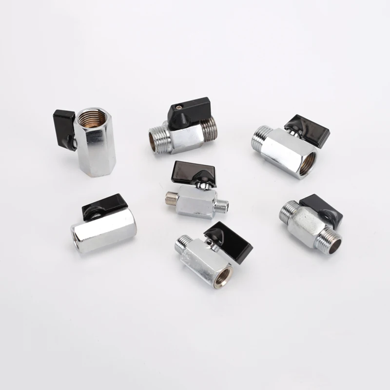 1/8 "1/4" 3/8 "1/2" BSP Dây Chuyền Đồng Thau Mạ Mini Van Bi Nữ Nam Đầu Nối Đồng Không Khí van Nước Khí Dầu Van Ngắt