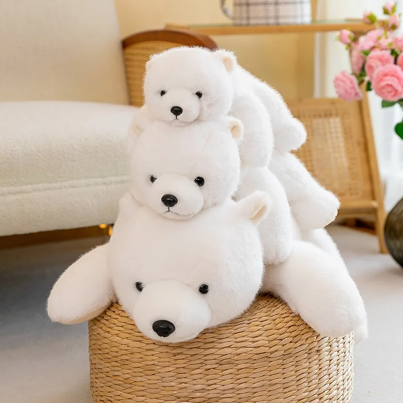 Home Bedroom Children's Gift Cute Polar Bear Doll Soft Prone Animal Bear Plush Toy Aquarium Doll Super Cute Doll Baby