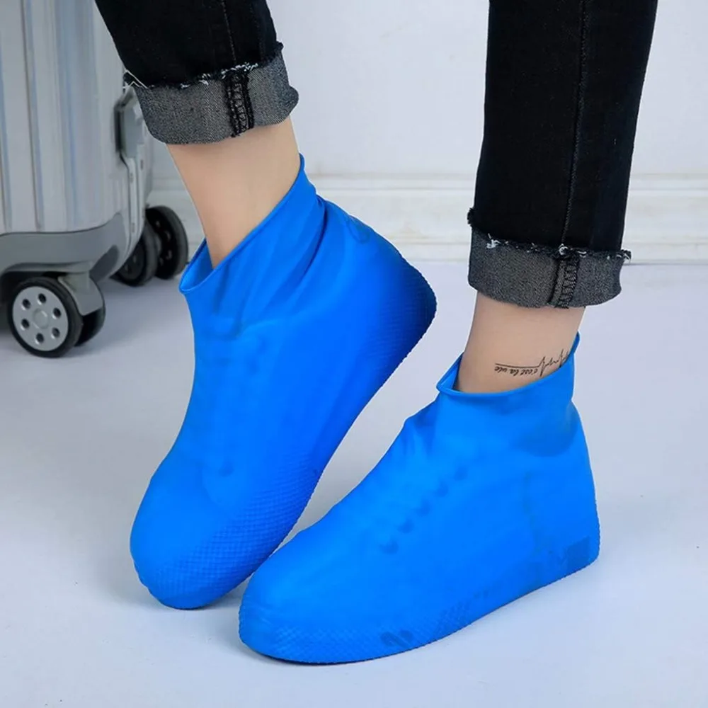 Anti Slip Unisex Latex Waterproof Rain Shoe Covers Short Long Tube Reusable Overshoes Pair For Commute Walking Outside