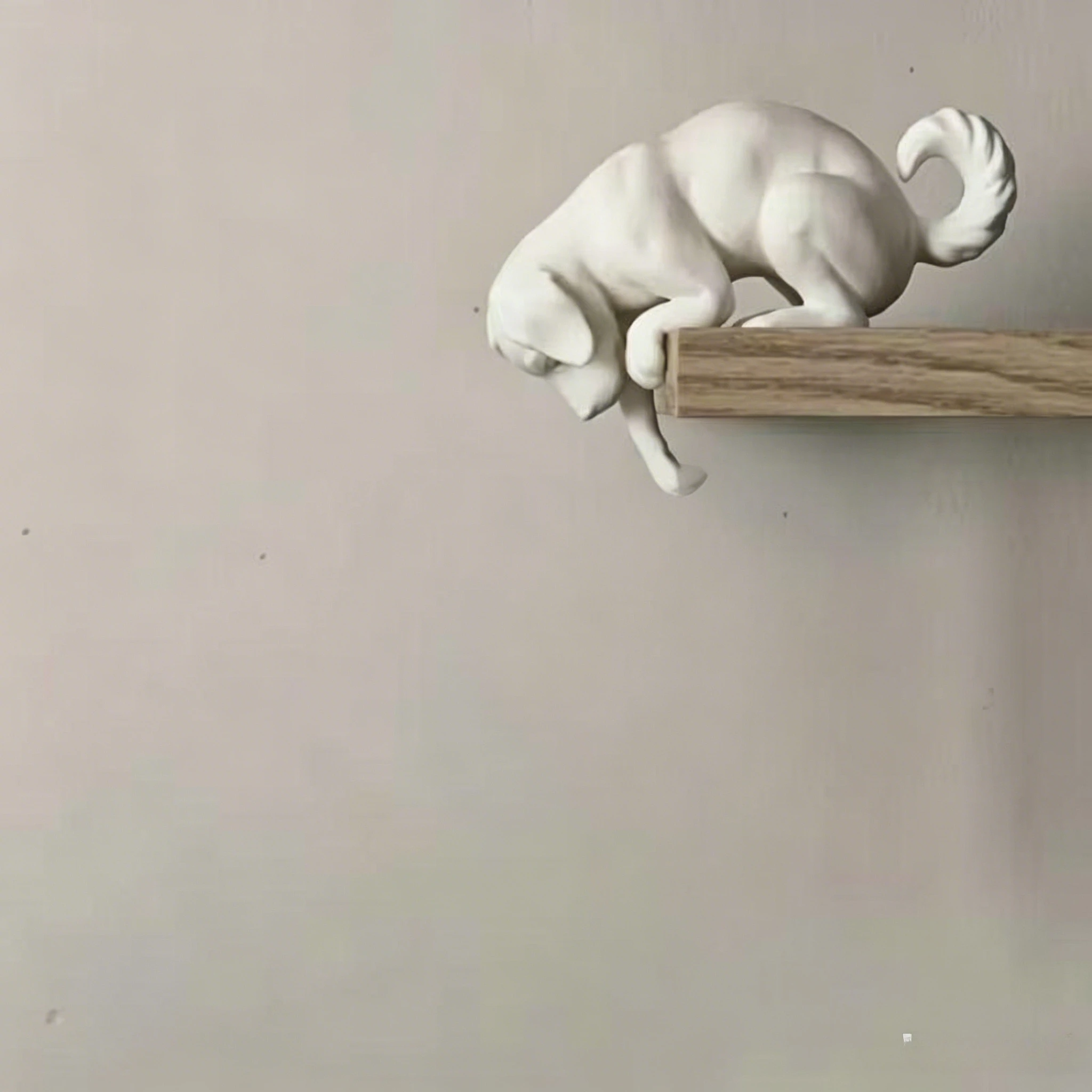 2026 Newest 3D Printed White Shelf Sitter Dog Figurine Cute Hanging Puppy Statue Minimalist Bookshelf Edge Home Decor Ornament