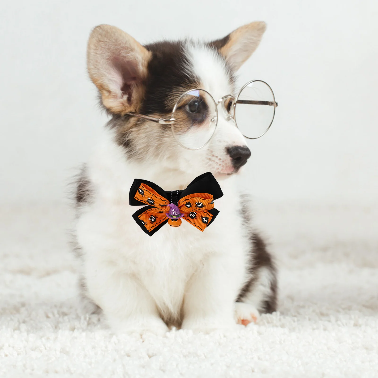 

1Pcs Pet Bell Collar Bow Tie Adjustable Lightweight Halloween Dog Cat Costume Party Decoration Halloween Dog Collar