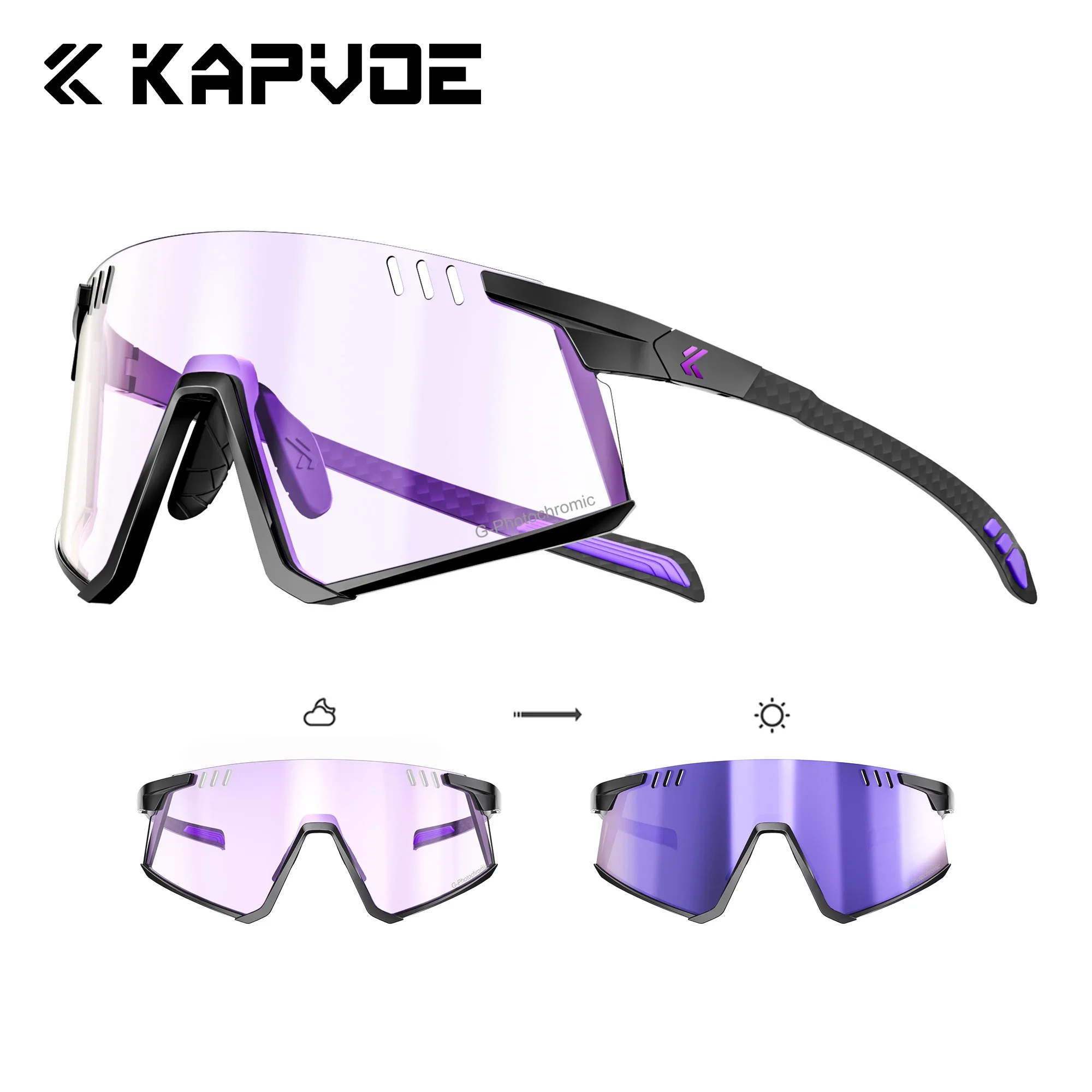 

Kapvoe Real Carbon Fiber Sunglasses for Men Photochromic Glasses Ultralight Running Glasses Driving Golf Sports UV400 Women