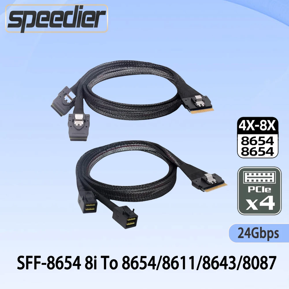 

Тонкий SFF-8654 8i на 2 порта 8654 8611 8643 OCULINK SAS 8087 Кабель для передачи данных 40 см 4i 8i PCI-E NVMe Карта адаптера Жесткий диск