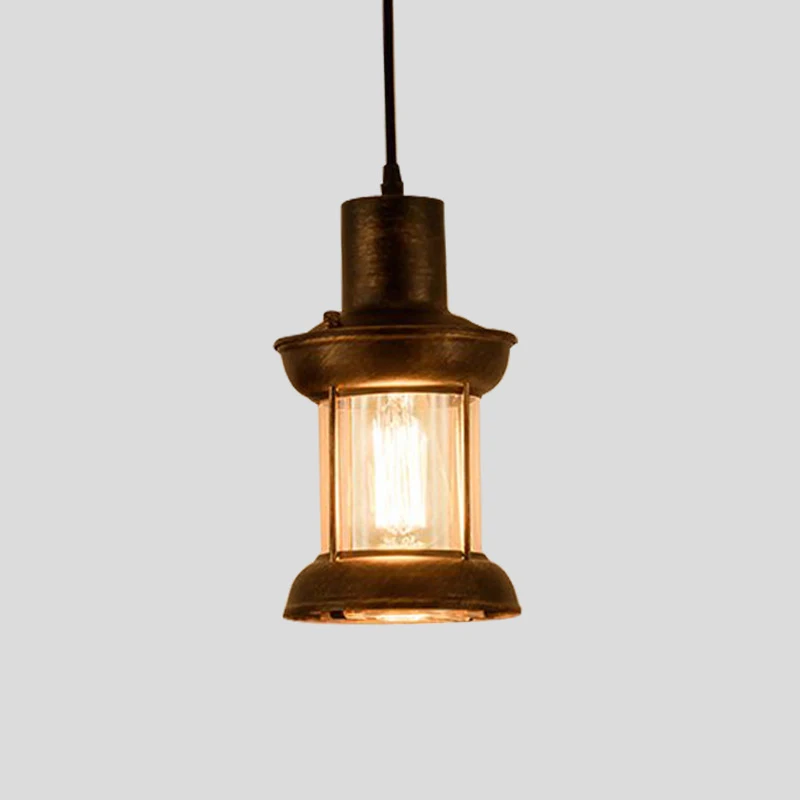 Retro Antique Lantern Pendant Lamp Industrial Metal Hanging Light Ceiling Pendant Fixture for Kitchen Island Cafe Bar Restaurant