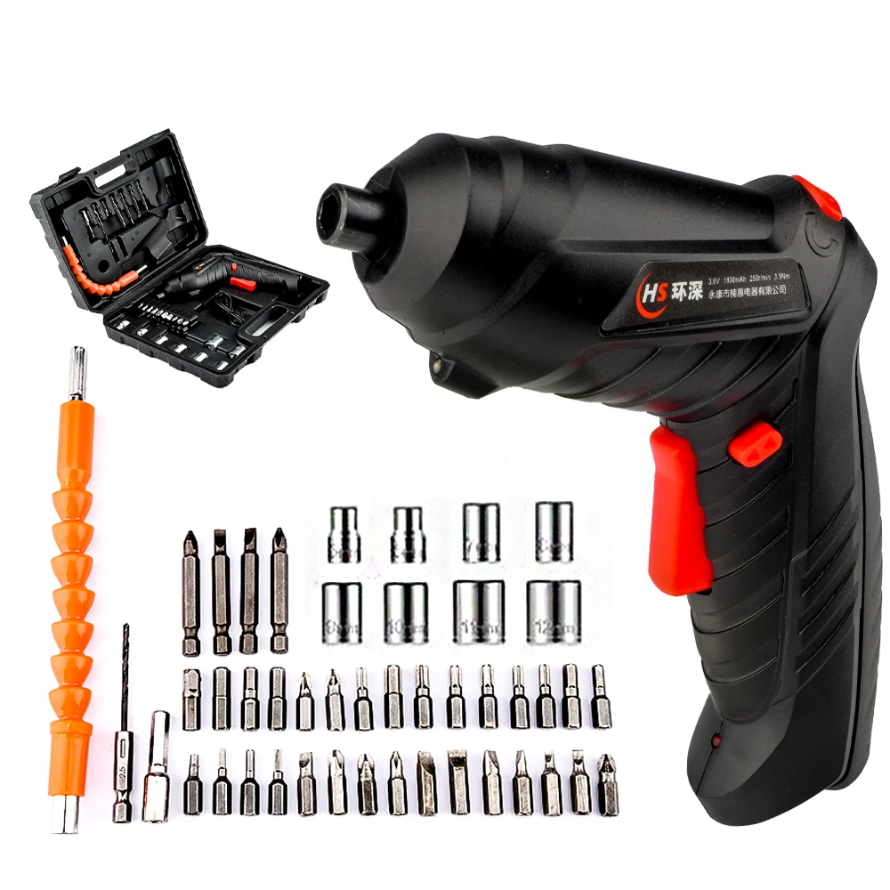 Conjunto de Chave de Fenda Elétrica Doméstica Recarregável sem Fio Furadeira de Impacto Mini sem Fio 3.6v 1800mah