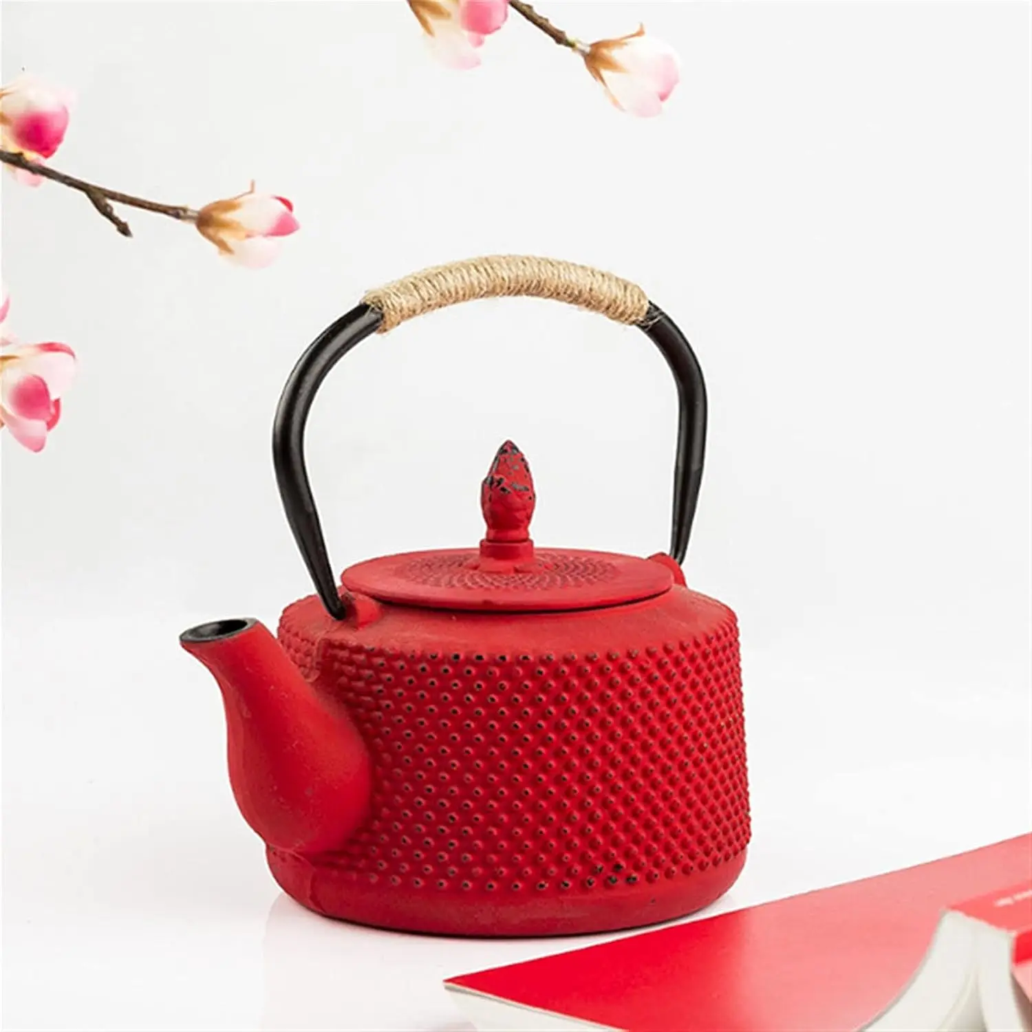 Teapot Tea Pot Cast Iron Teapot with Infuser Filter Gas Stove Tea Kettle Metal Red Teapot Lifting Iron Kettle Kung Fu Tea Set 85