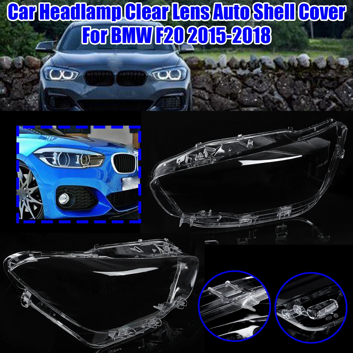 

Car Headlight cover Headlamp Clear Lens Auto Shell Cover Left/Right For BMW F20 2015 2016 2018 118i / 120i / 125i