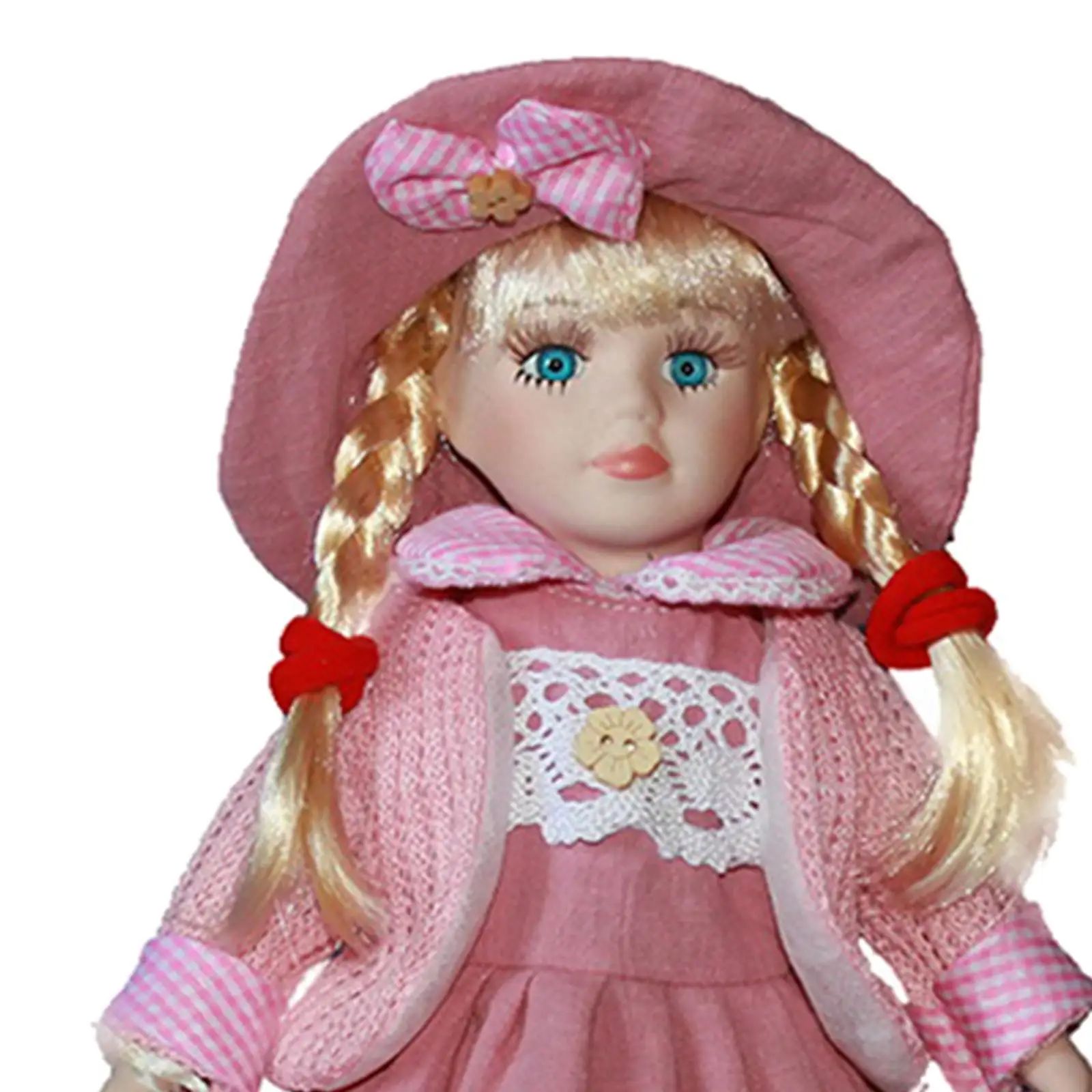 ตุ๊กตาสาววินเทจพร้อมตุ๊กตาพอร์ซเลนขนาด 30 ซม. สีชมพู