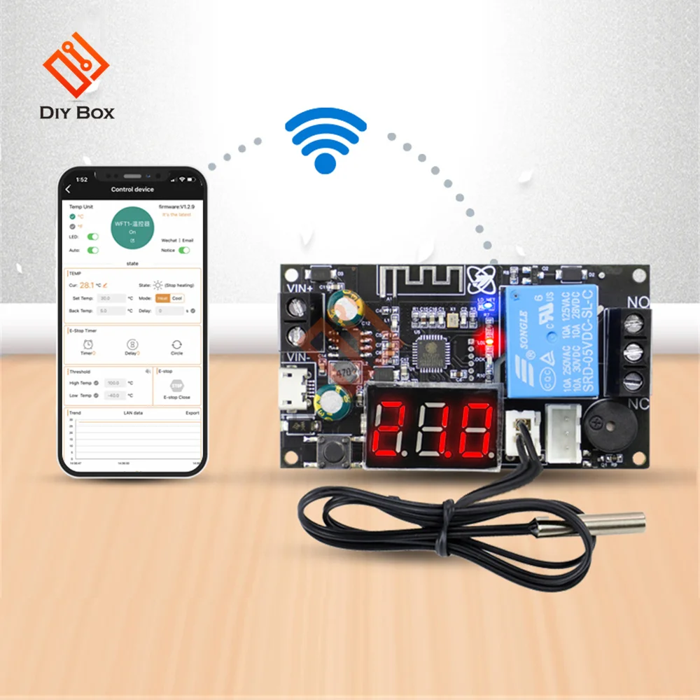 WIFI Remote Thermostat High Precision Temperature Controller Module Cooling and Heating APP Temperature Collection XY-WFT1 WFTX