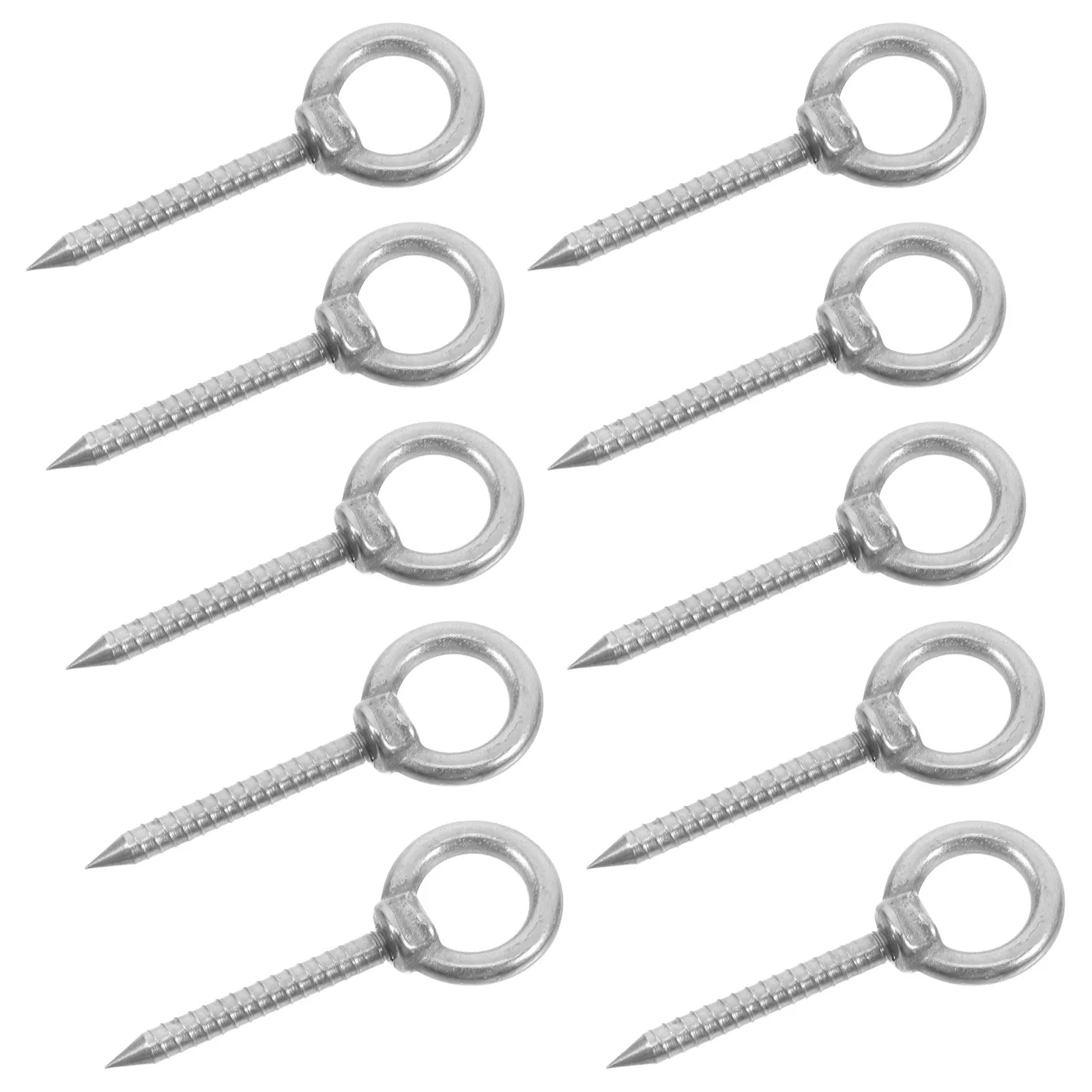 10Pcs Stainless Steel Eye Screws Heavy Duty Screw-in Hooks Hanging Plants Ceiling Lights Kitchen Utensils Self-Tapping Wall