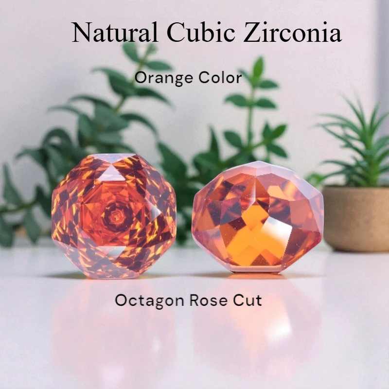 

Special Rose Cut Octagon Shape Orange Color Cubic Zirconia Stones Loose Gemstone For Earrings Pendant Jewelry Diy Making