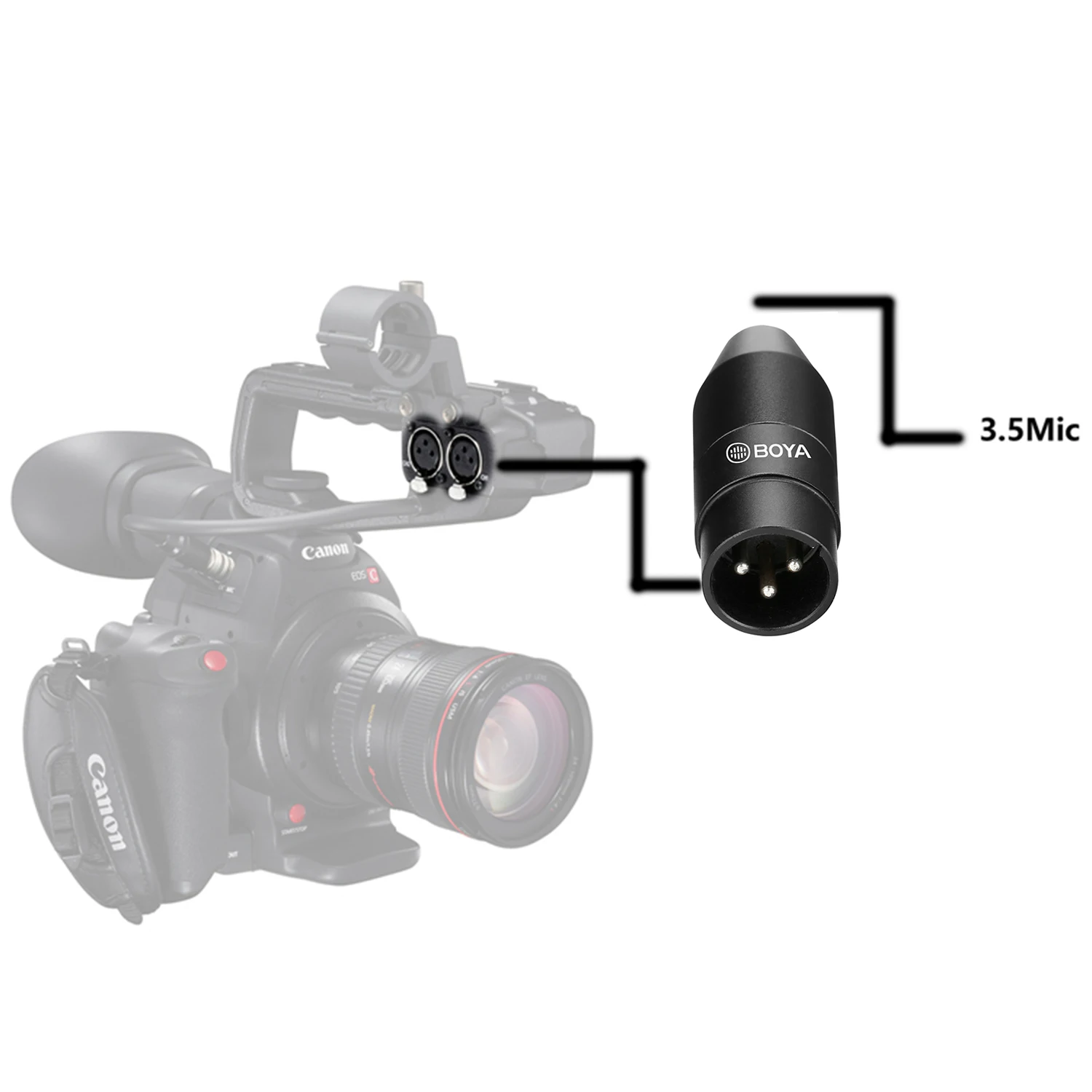 BOYA 35C-XLR 3,5 mm (TRS) żeński adapter mikrofonu Mini-Jack do 3-pinowego męskiego złącza XLR do kamer Sony, rejestratorów i mikserów — zdjęcie produktu 5