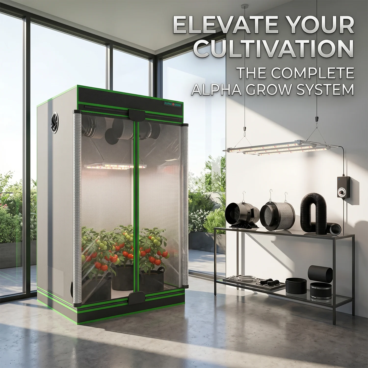 1680D 4x4 Grow Tent Complete Kit 48x48x80 Hydroponics Growing System 6 Inch Inline Fan Carbon Filter LED Plant Light Greenhouse