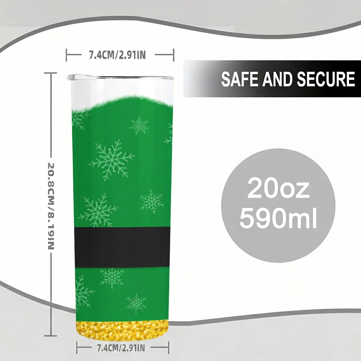 1pc 20oz Green Elf Costume Snowflake Pattern Stainless Steel Insulated Tumblers Coffee Office Travel Mug with Lid Cup Daily Use Leakproof And Bpa Free Keep Drink Hot And Cold Ideal Gift for Friends Family Colleagues During Christmas Holiday Season